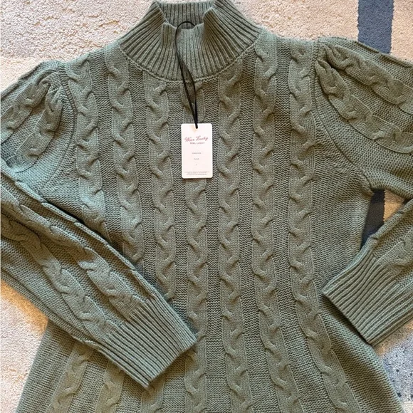 Olive Green Cable Knit Sweater Dress L - Picture 2 of 6